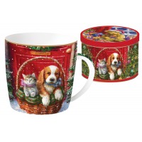 Кружка Щенок с кошкой в мет.коробке 0,35 л